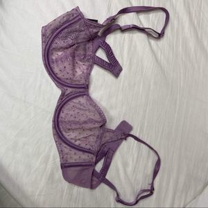 Victorias Secret NWOT Purple Mesh Embroidered Lace Bra